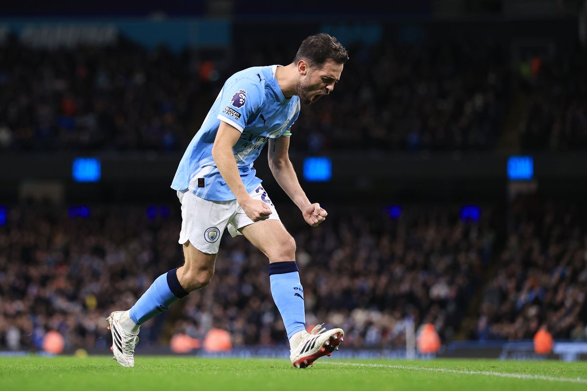 Bernardo Silva celebrates during Manchester City's victory over Newcastle United
