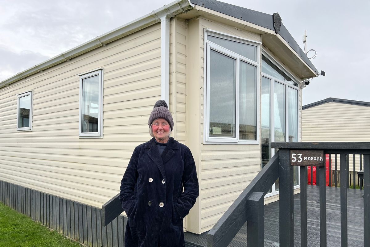 Debbie Mularczyk outside her caravan at the Seaview Holiday Park in Sennen