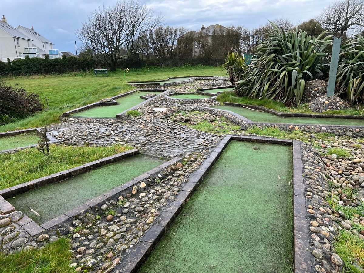 The dinosaurs themed crazy golf at the Seaview Holiday Park in Sennen