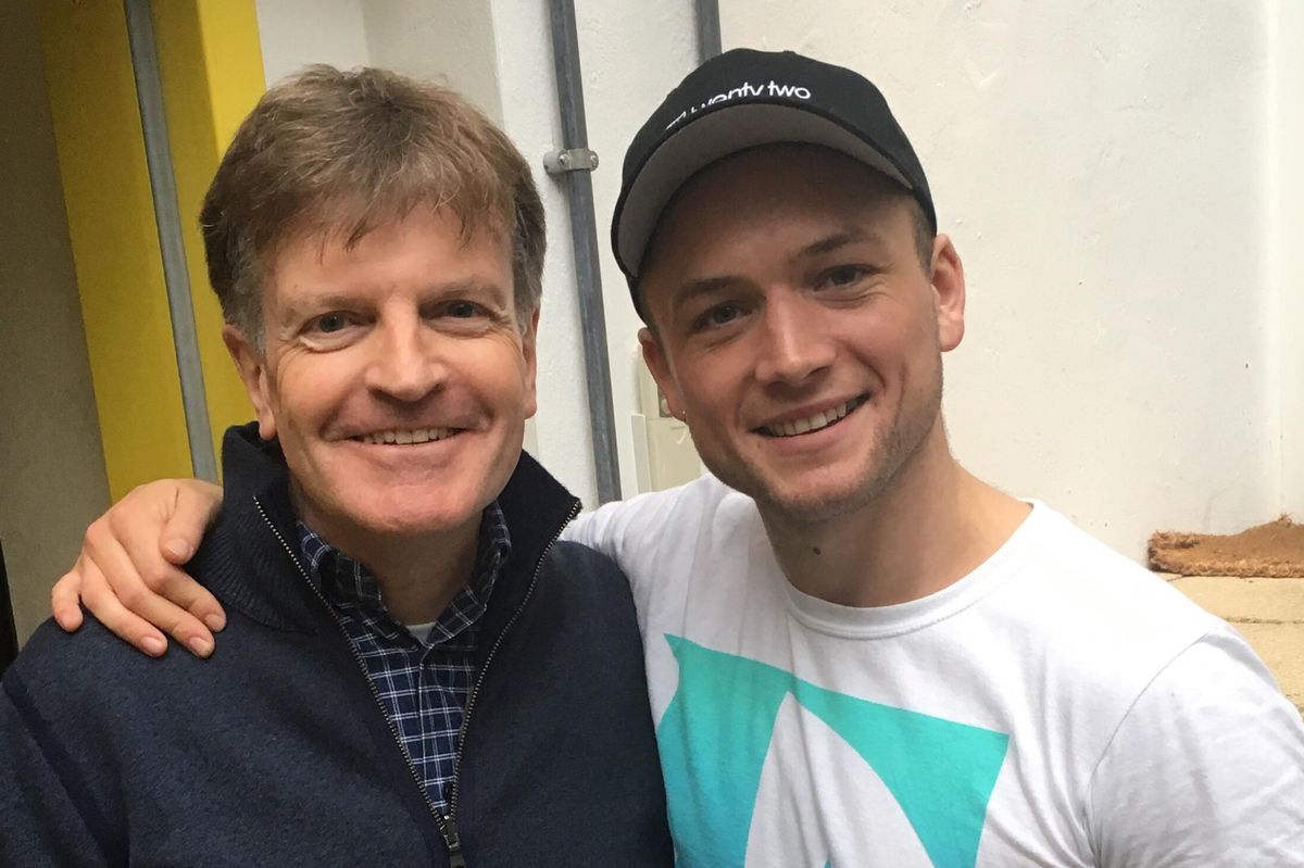 Michael Dore, left, with actor Taron Egerton