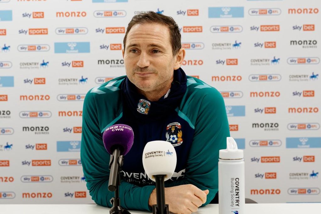 Frank Lampard faces the media at Ryton 