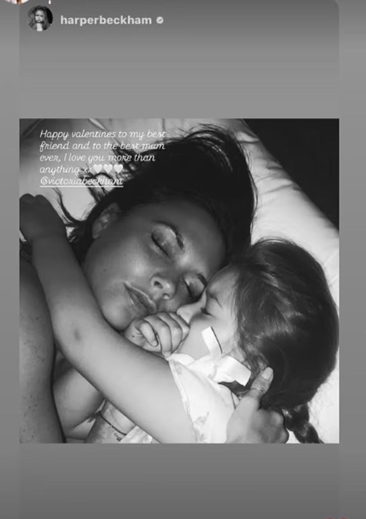 Harper Beckham has said her father David is her 'first and always Valentine'