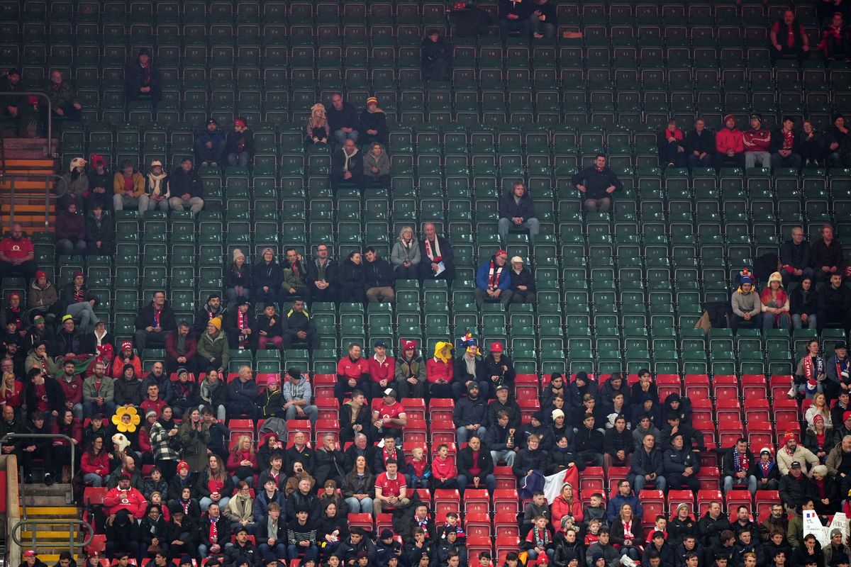 A general view of the crowd showing empty seats during the Wales v France match
