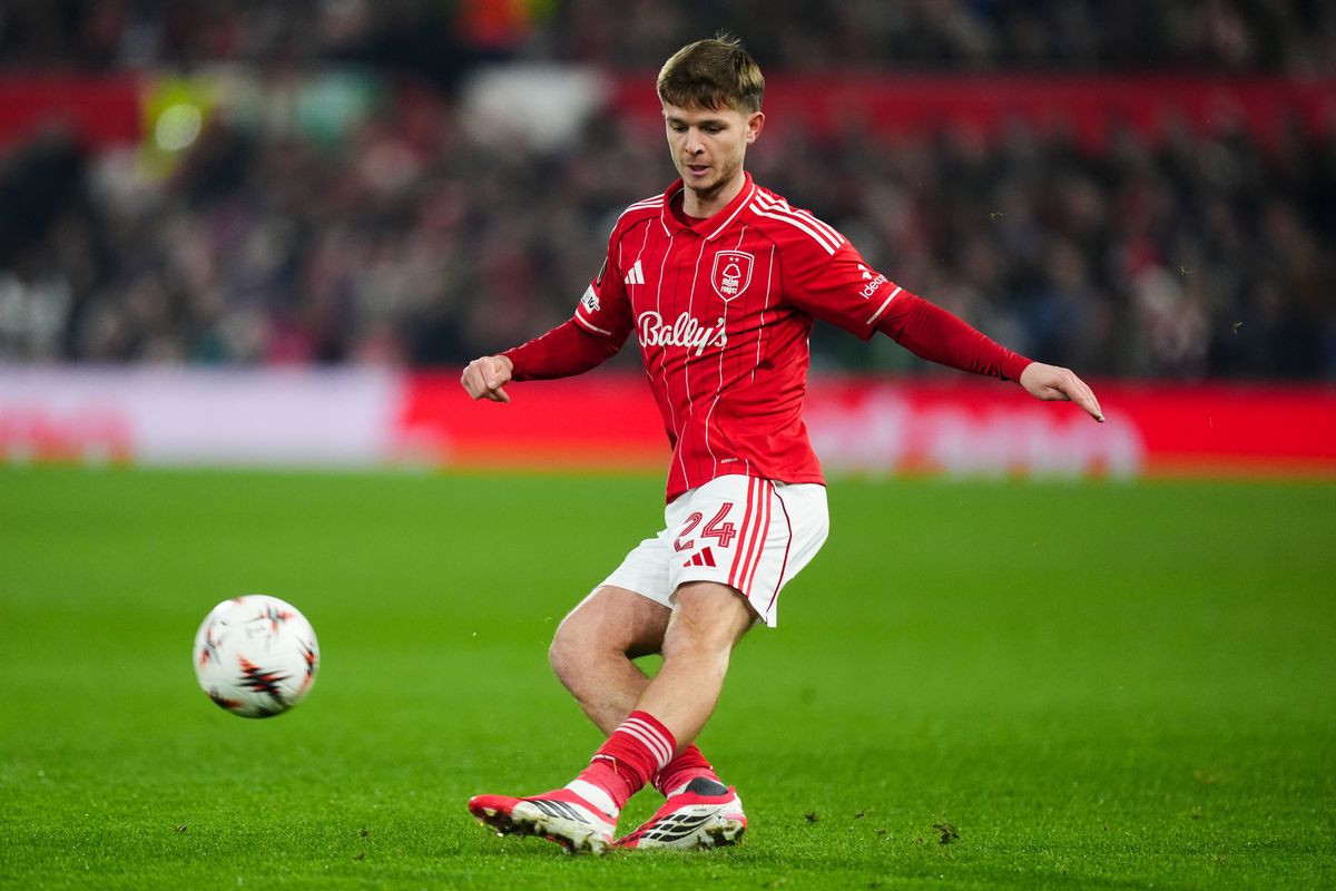 James McAtee in action for Nottingham Forest