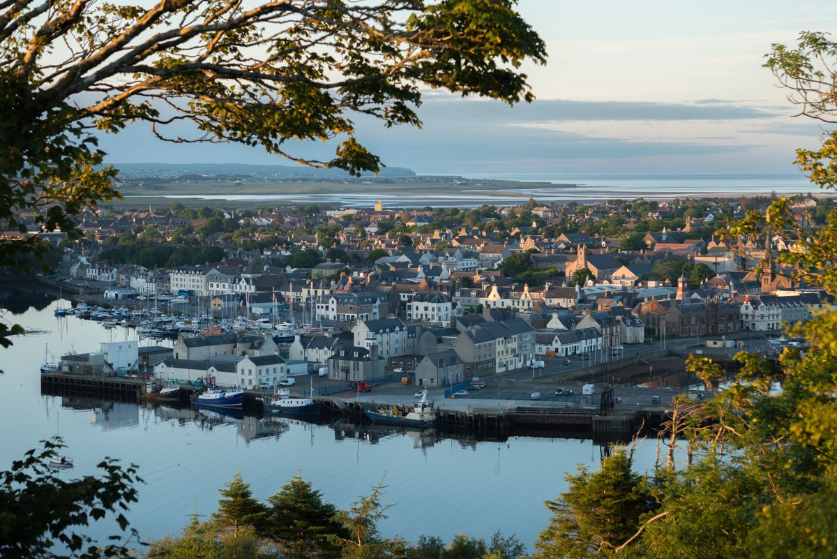 Stornoway at sunset taken from Gallows Hill, Outer Hebrides, Scotland