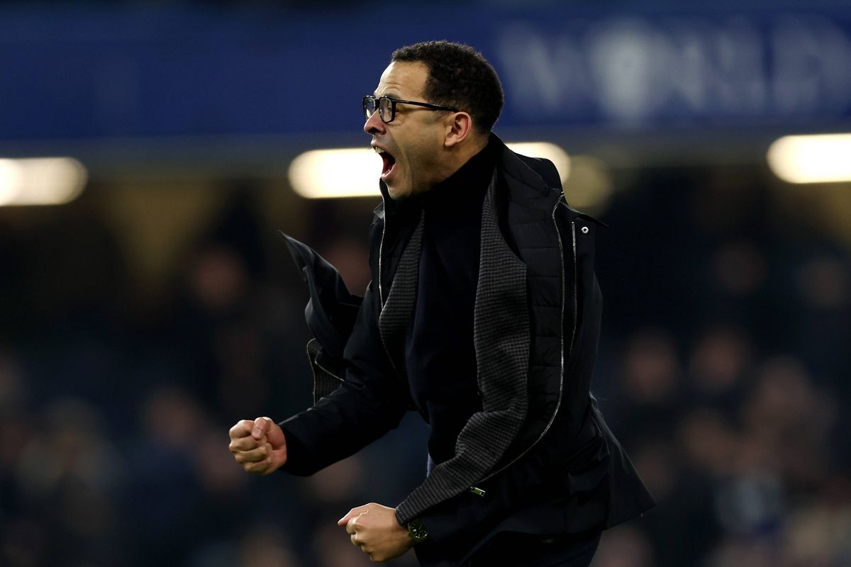 Liam Rosenior celebrates after Chelsea win at Stamford Bridge