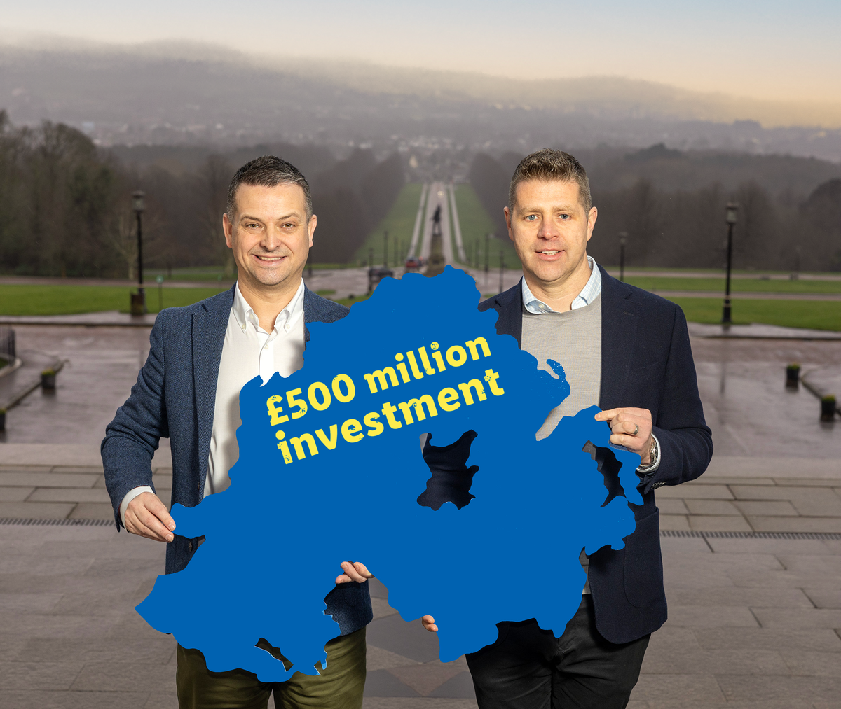 Gordon Cruikshanks, Regional Managing Director for Lidl Northern Ireland (left), and Robert Ryan, Chief Executive Officer of Lidl Ireland and Northern Ireland (right), pictured at Stormont.