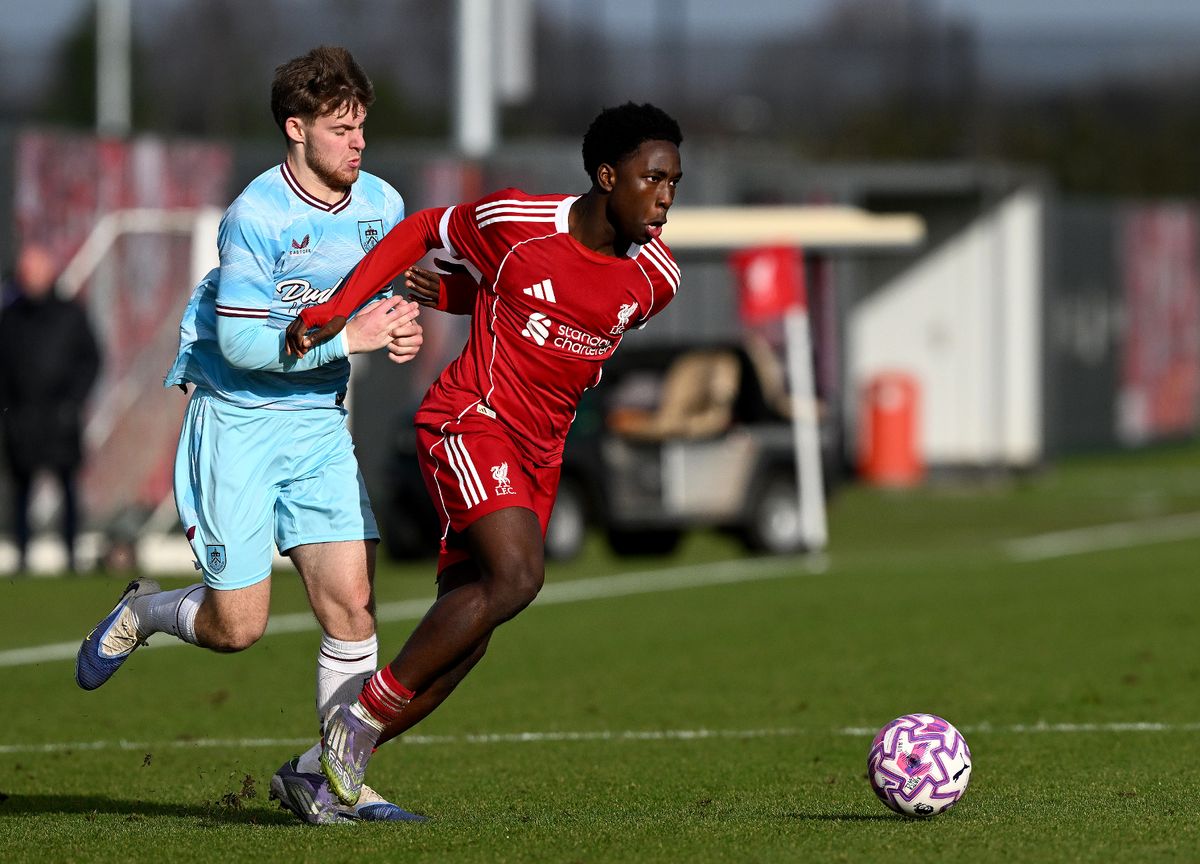 Joshua Abe playing for Liverpool's Under-18s