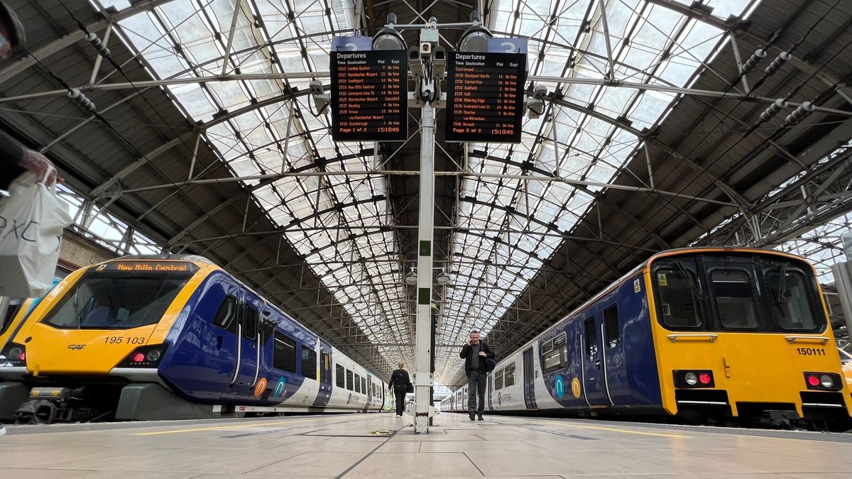 The line is blocked from Manchester Piccadilly (pictured) to Manchester Airport
