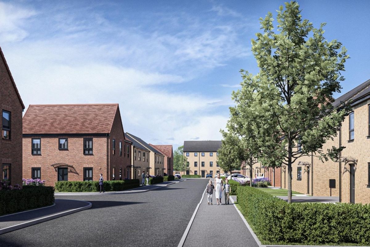 A CGI of the proposed housing development