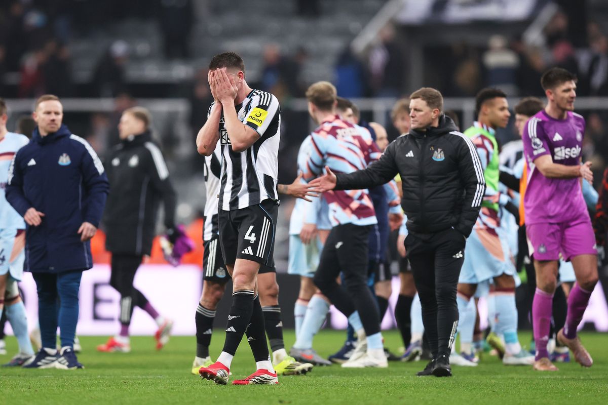 Newcastle United's Sven Botman shows his frustration after the 3-2 defeat to Brentford