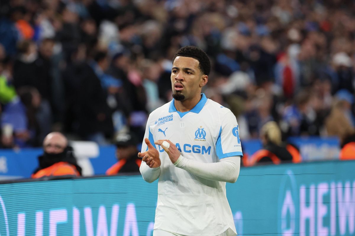 MARSEILLE, FRANCE - JANUARY 24: Ethan Nwaneri #11 of Olympique de Marseille celebrates his first goal during the Ligue 1 McDonald's match between Olympique de Marseille and RC Lens at Stade Vélodrome on January 24, 2026 in Marseille, France. (Photo by Xavier Laine/Getty Images)