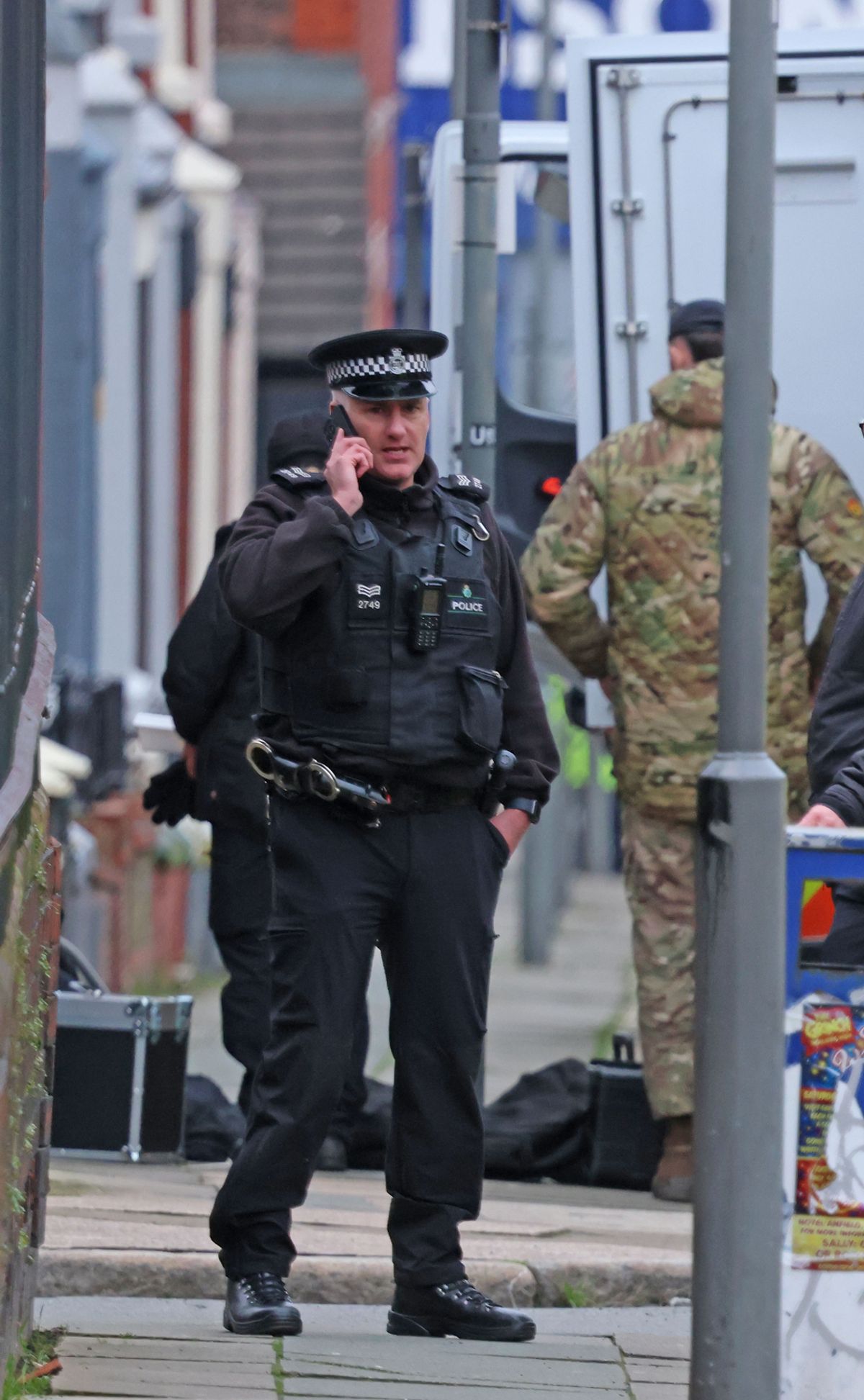 Police scene and bomb disposal around Douglas Road in Anfield