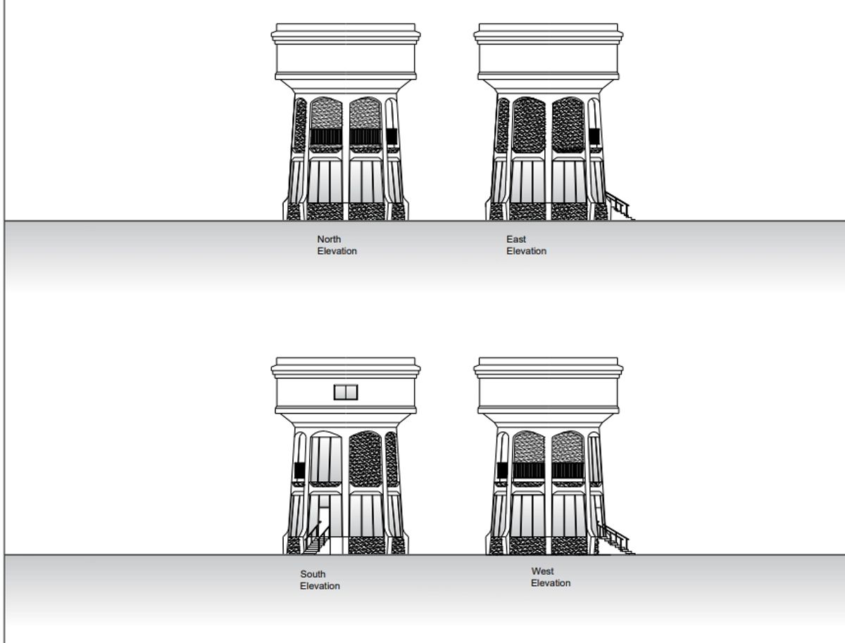 External visualisation of plans for an application to turn Broadclyst Water Tower into a home.