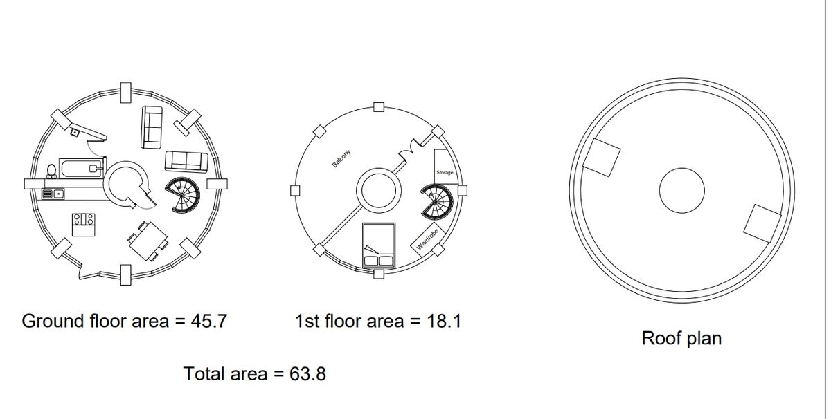 Layout plans for an application to turn Broadclyst Water Tower into a home.