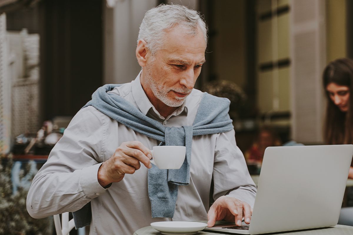 A man checks his finances