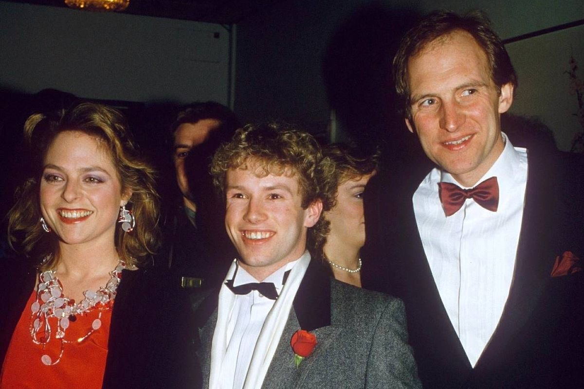 Michael pictured with co-stars Janet Ellis and Simon Groom in 1984