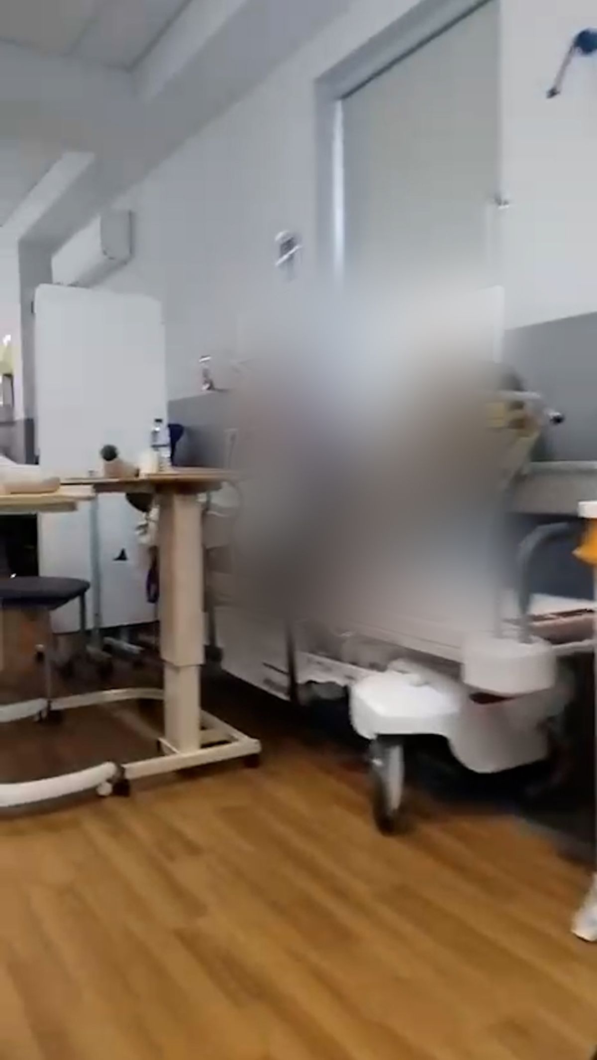 Trolleys on a corridor at the Royal Liverpool Hospital.