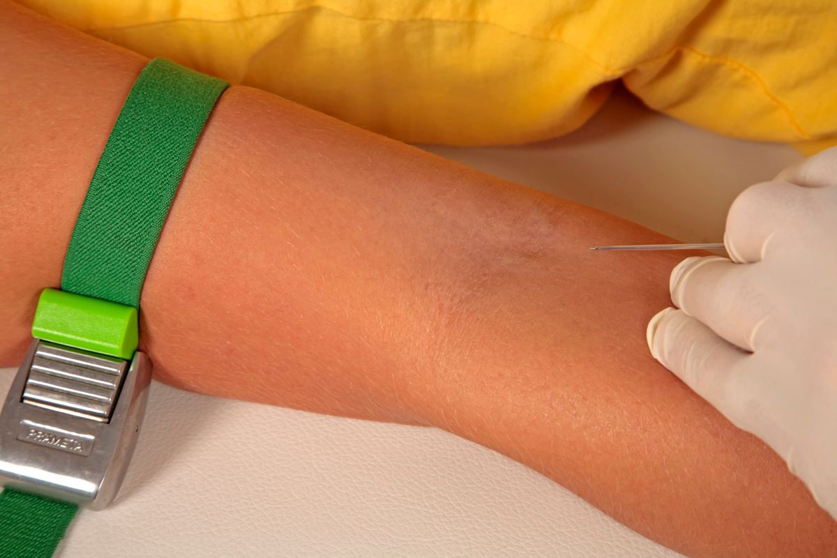 Patient having blood taken 