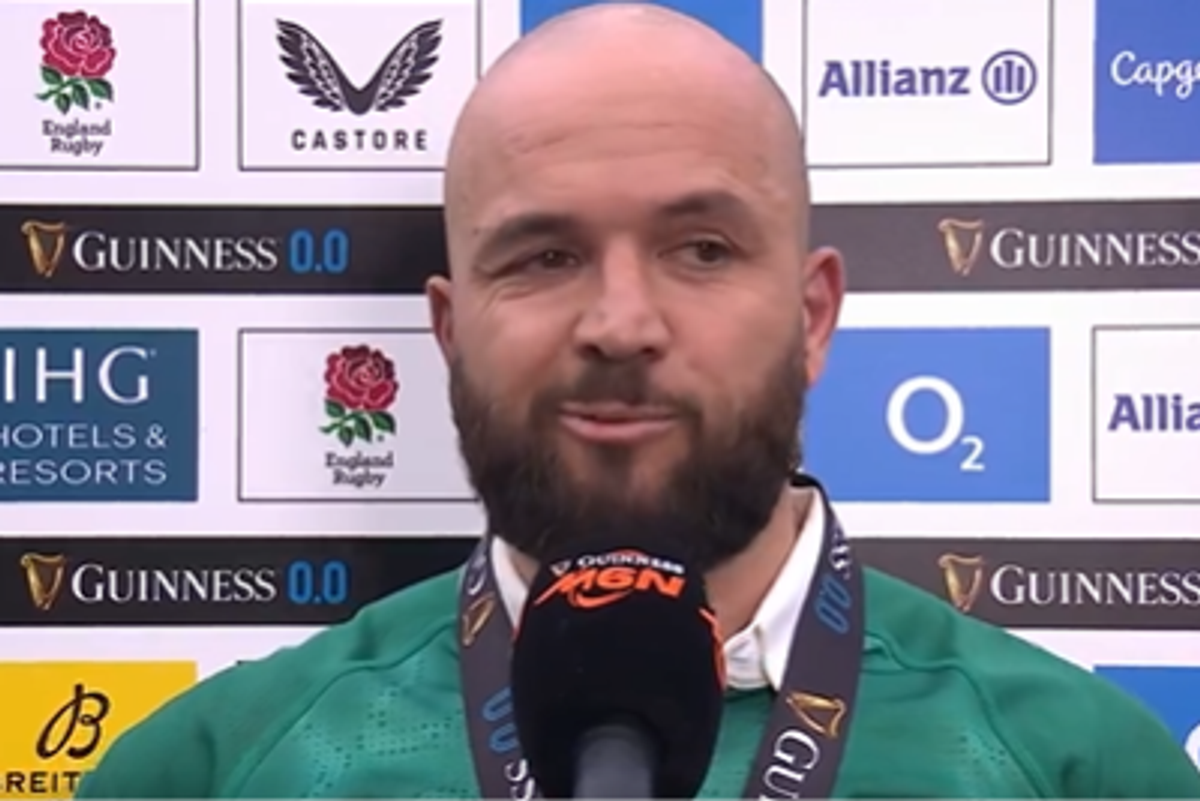 Jamison Gibson-Park is interviewed after Ireland beat England