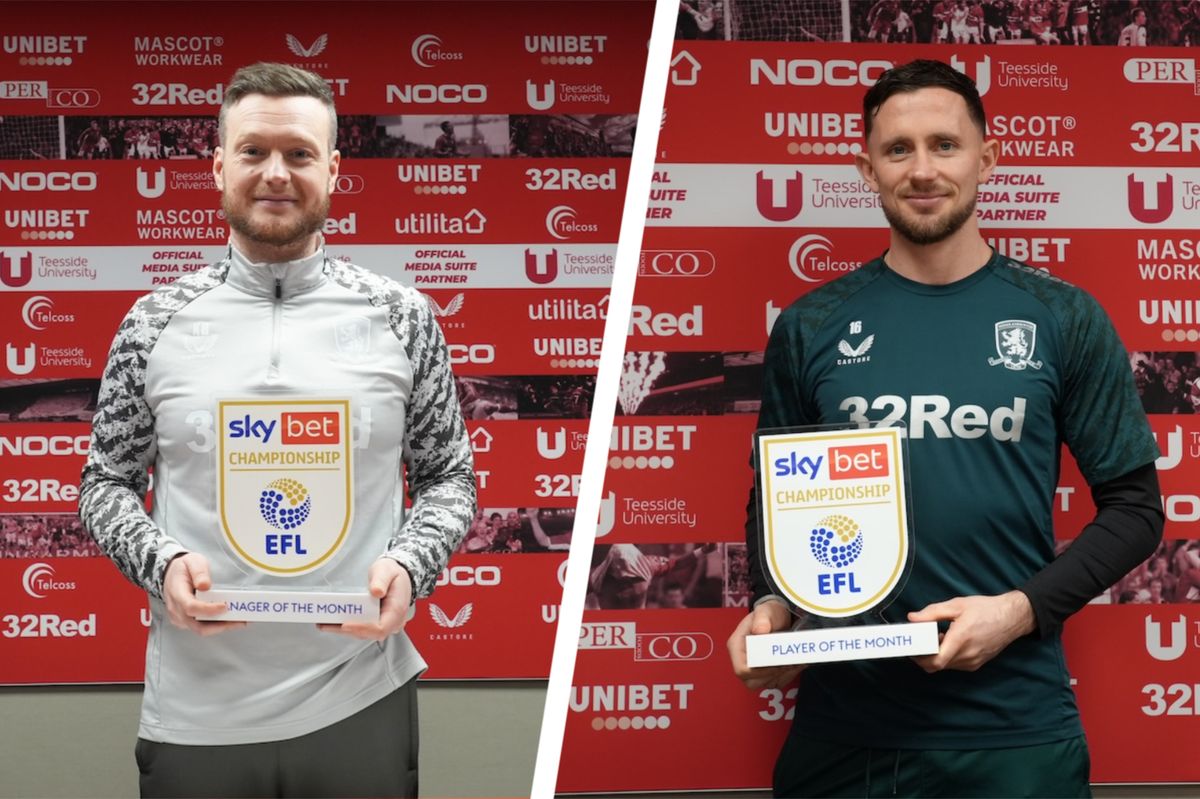 Middlesbrough's Kim Hellberg and Alan Browne are Championship Manager and Player of the Month