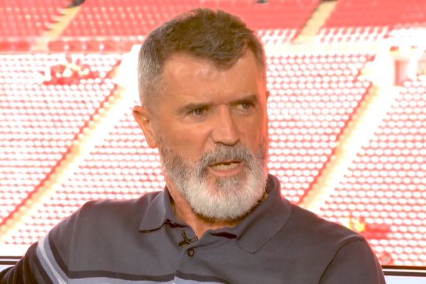 Roy Keane in front of the TV camera