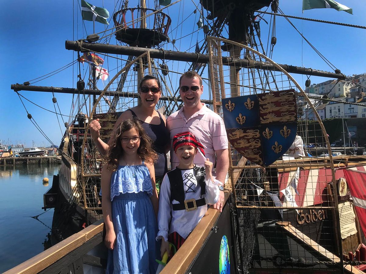New owners of the Golden Hind Mary and Sean Twomey with their children Jude and Fern