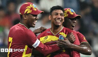 T20 World Cup: Windies crush Zimbabwe by 107 runs to start Super 8 stage - BBC