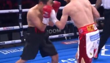 Fans mocked the mismatch between Kiaran MacDonald, right, and veteran Lithuanian fighter Marius Vysniauskas on the weekend