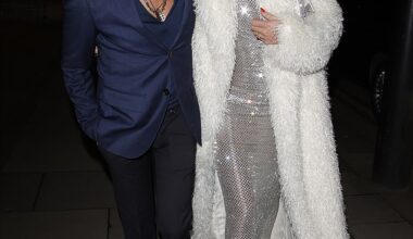 Davina McCall and her new husband Michael Douglaswere in high spirits as they headed home after attending the Broadcast Awards after party on Wednesday