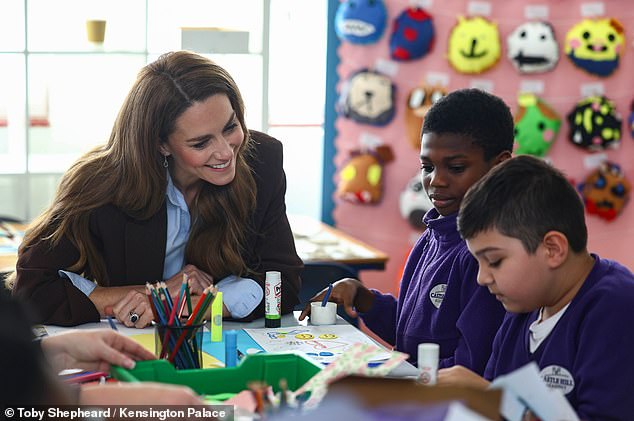 Kate smiled as she laughed along with pupils taking part in Children's Mental Health Week 2026