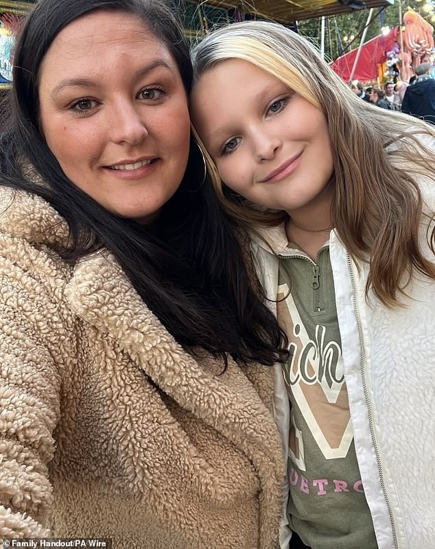 The inquest heard how Mia began to behave strangely over Christmas 2023 - including hearing voices and attacking her mother - and her family became so concerned she was taken by ambulance to QMC on New Year's Eve (Mia pictured with her mother)