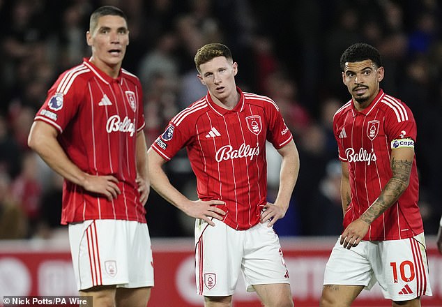 Nikola Milenkovic (left) and Morgan Gibbs-White (right) will be expected to play key roles under Pereira along with Elliot Anderson (centre)