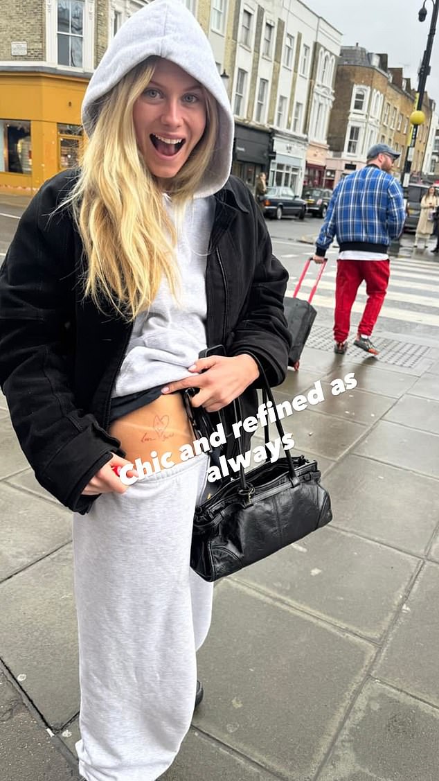 Lady Lola Bute took a self-aware jibe at herself on Instagram as she showed off her new tattoo ¿ a red love heart with 'love you' written on it