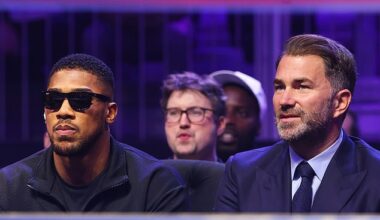 Eddie Hearn (right) has said that Anthony Joshua (left) could return to boxing in the summer