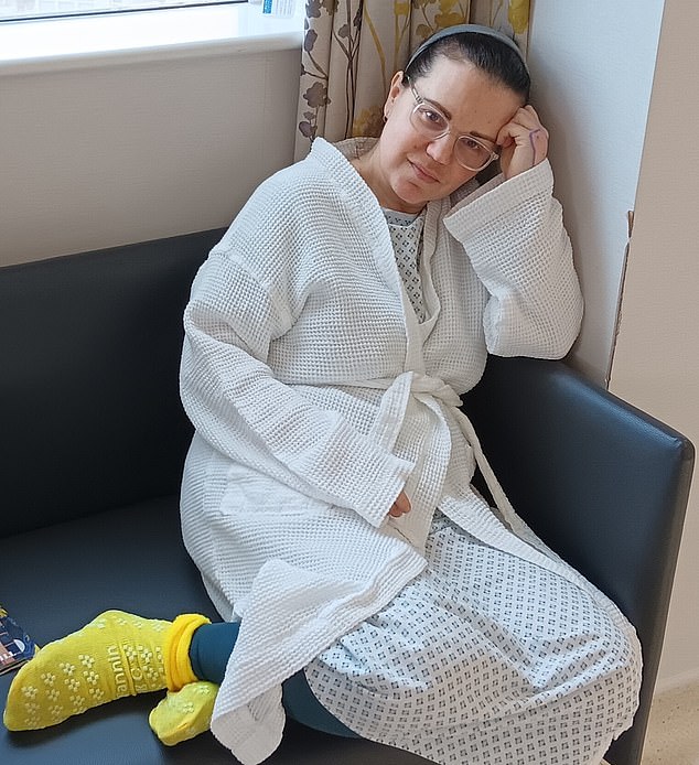 Back in hospital this month for major surgery to correct complications caused by her treatment