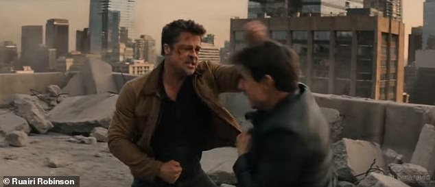A 15-second action sequence showing Brad Pitt and Tom Cruise in a bone-crunching fist fight recently went viral online