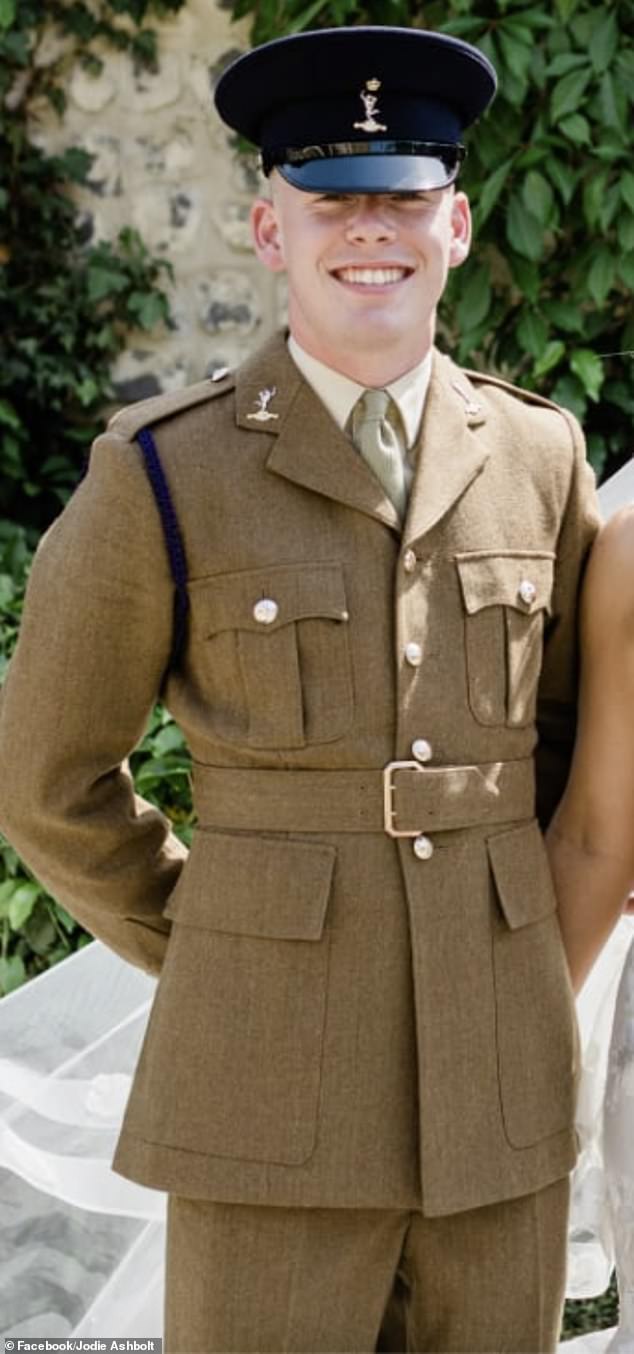Joshua Parsons, 26, a signaller with 220 Signal Squadron based in Colerne, Wiltshire, died in the late night smash into a tree as he spoke to his on-off girlfriend Georgia Clements
