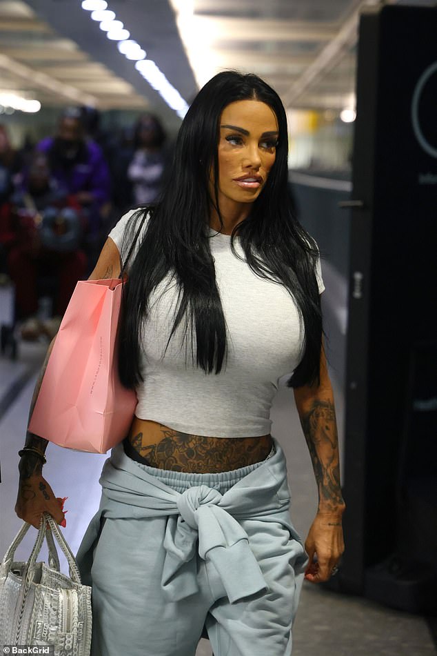 Katie Price finally returned to the UK to face her family on Thursday - but her husband Lee Andrews remained in Dubai following his ¿travel ban¿ despite insisting he would be joining her
