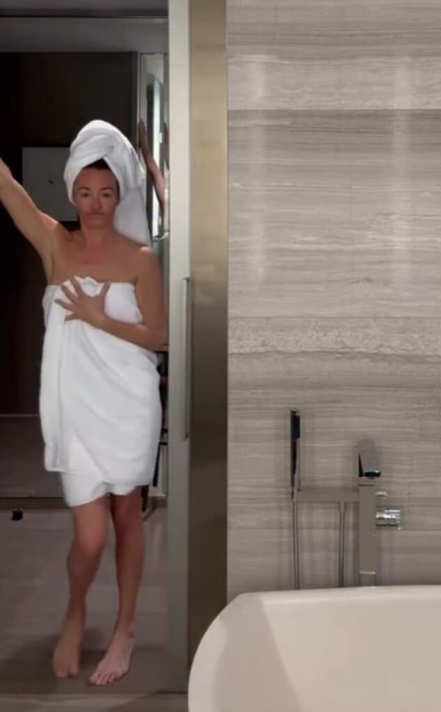 Cat Deeley cheekily danced in a towel as she shared a hotel 'get ready with me' video clip on Instagram on Thursday