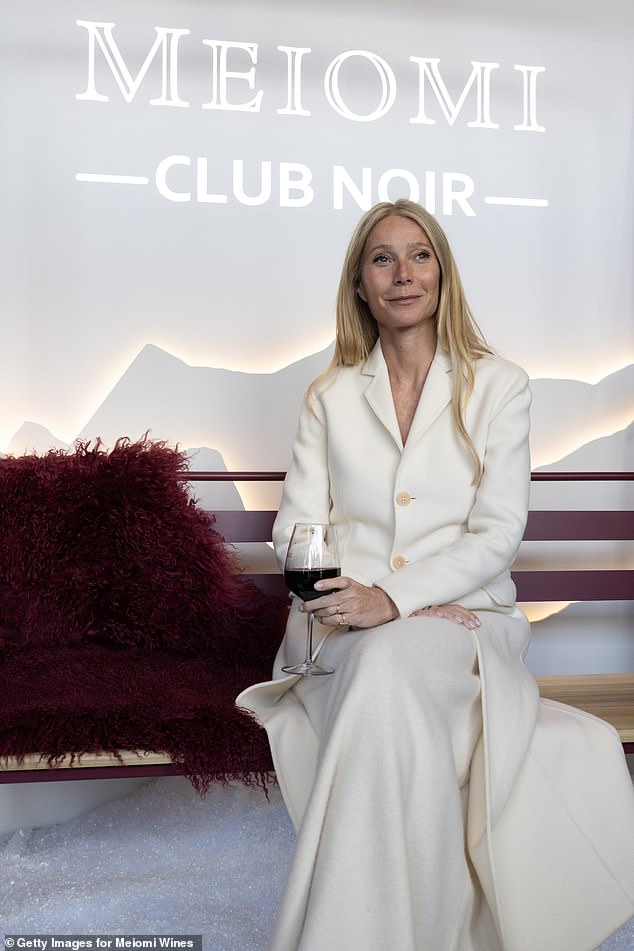 The Oscar-winning actress looked appropriately stylish in a sweeping white frock coat and matching skirt as she rubbed shoulders with fellow guests at Vail's Express Lift Bar
