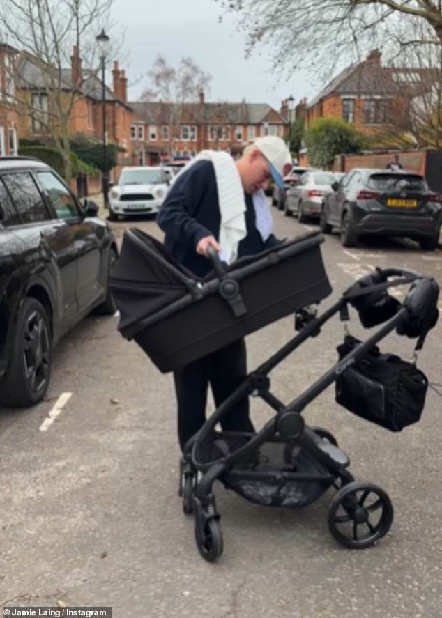 Another clip showed Jamie setting up his son's pram for a walk