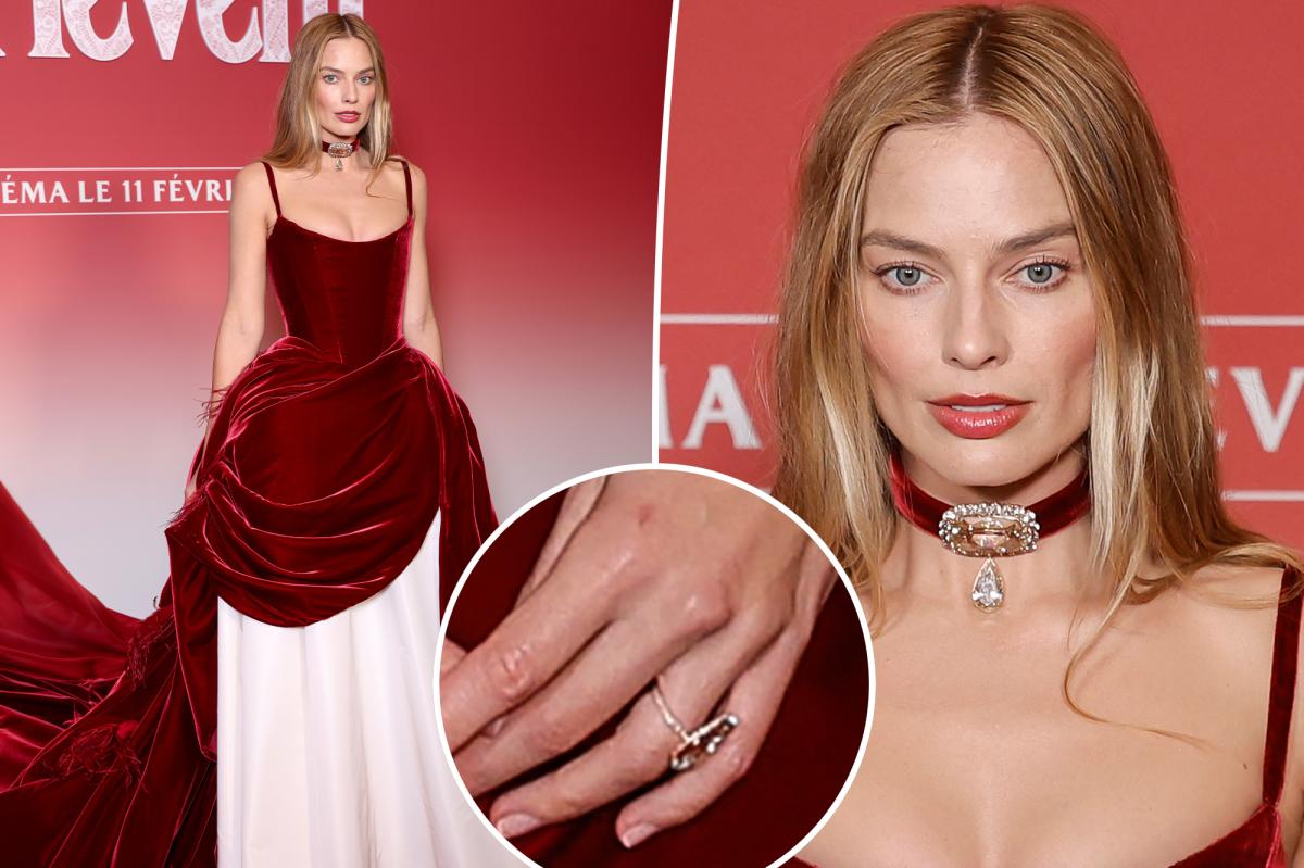 Margot Robbie dazzles in over 100 carats of champagne diamonds at 'Wuthering Heights' Paris premiere