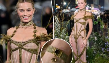 Margot Robbie wears replica of bracelet made of Brontë sisters' hair to 'Wuthering Heights' UK premiere