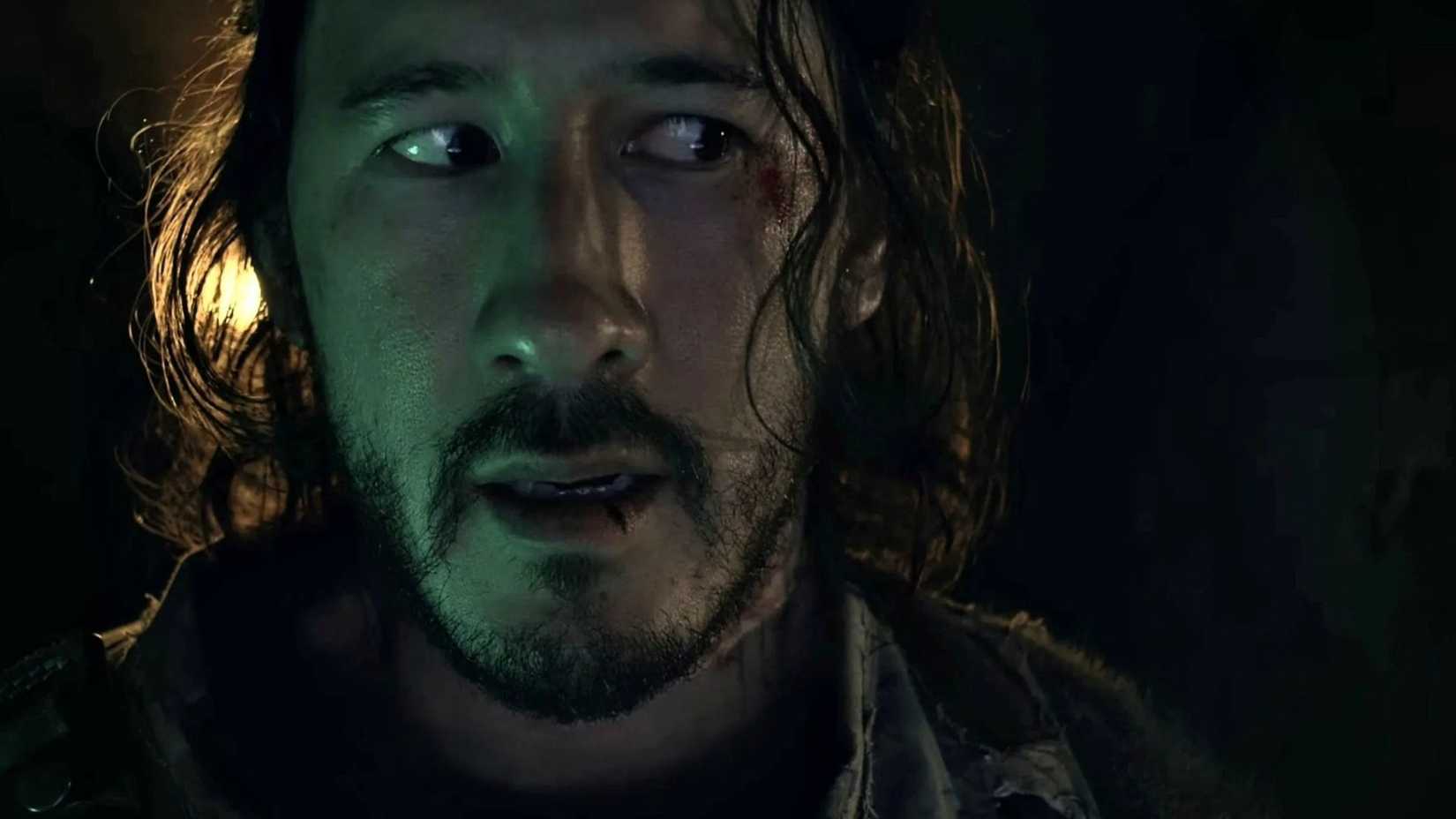 Markiplier (Mark Fischbach) looking scared in Iron Lung