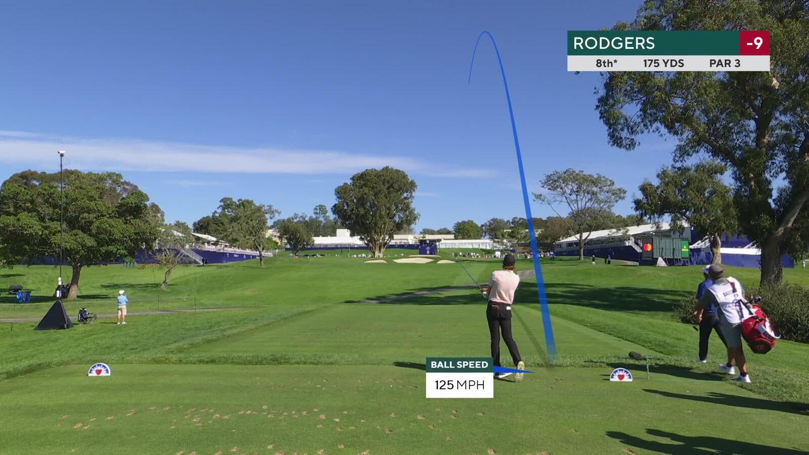 Patrick Rodgers hits 175-yard tee shot to 0.5 feet, makes birdie on No. 8 at Farmers