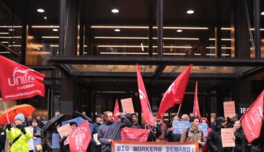 Red flags over Broadgate: BIG workers protest planned mass lay-offs after major contract scrapped | News