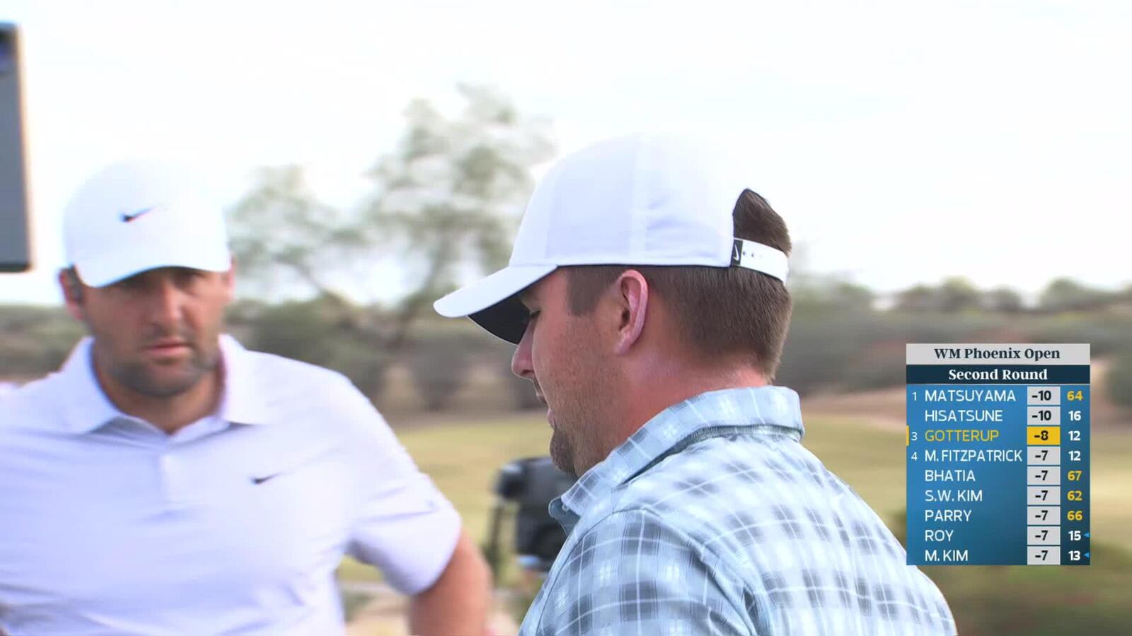 Chris Gotterup holes 14-foot eagle shot from fairway at WM Phoenix Open