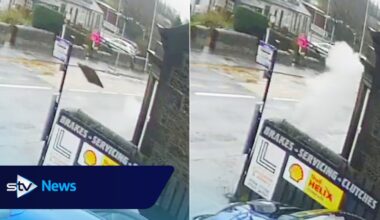 Manhole cover 'explodes' in Dunfermline forcing road to close and public urged to stay away