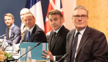 Sir Keir Starmer (right) during a meeting on Friday at the Munich Security Conference. Pic: PA